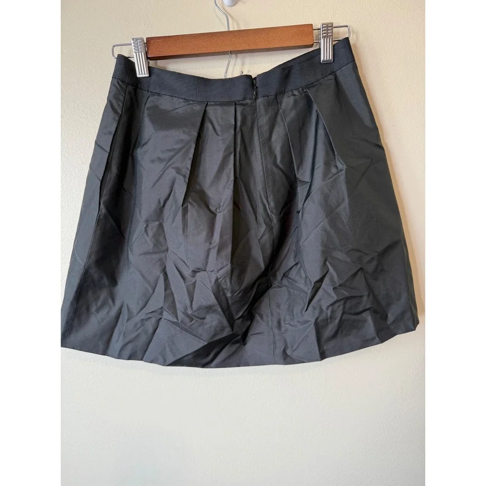 J.Crew Womens Silk Pleated A-Line‎ Mini Skirt Party Cocktail Black Size 2 tulip